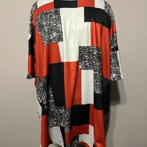 Abstract Red and Black Women's Top